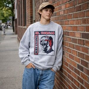 Vintage Jerzees School Wrestling‎ Crewneck Mens Large Graphic Print Sweatshirt